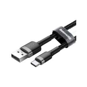 KABEL USB-A / USB-C Baseus Cafule CATKLF-AG1 50cm 3A QC 3.0 CZARNO-SZARY W NYLONOWYM OPLOCIE