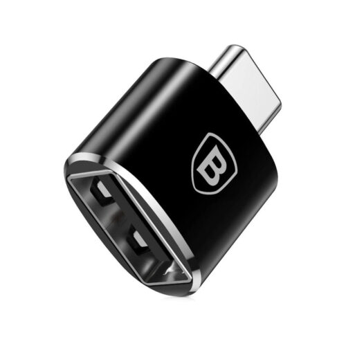 Adapter / przejściówka z USB-A (żeński) na USB-C (męski), Baseus Mini, czarny