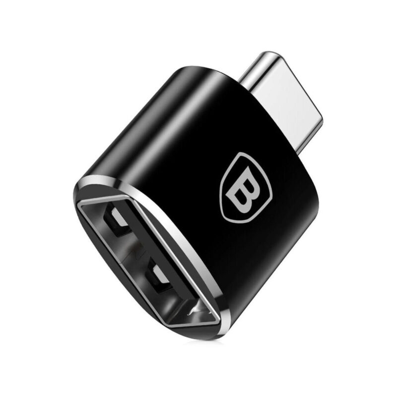 Adapter / przejściówka z USB-A (żeński) na USB-C (męski), Baseus Mini, czarny