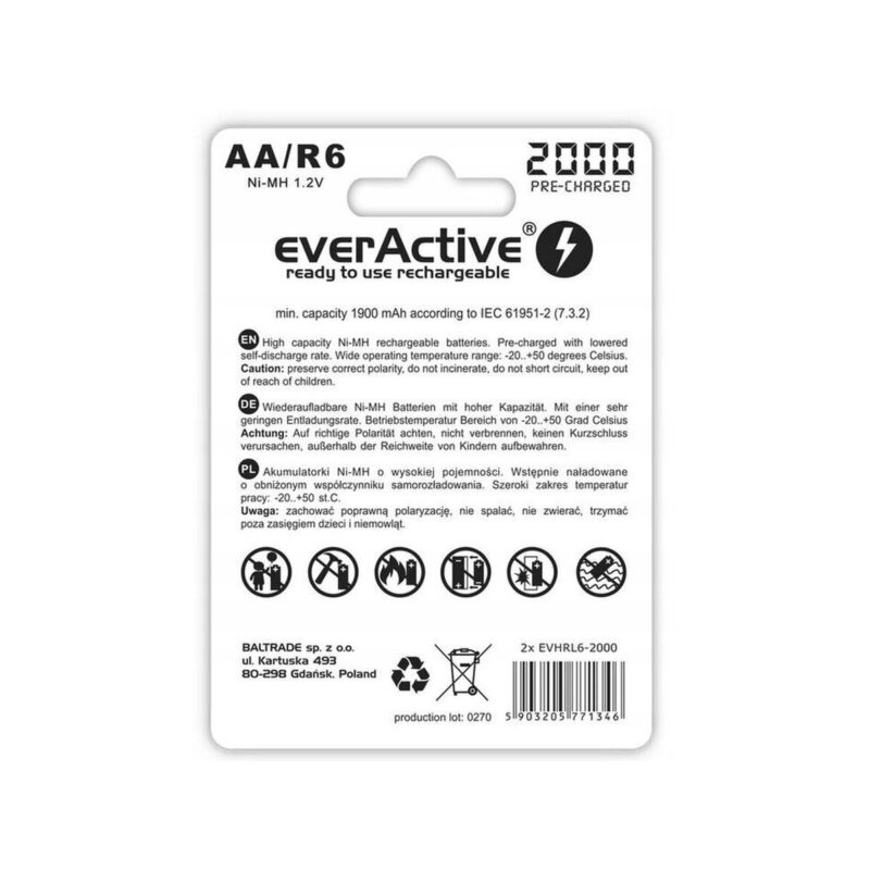 Akumulatorki R6 / AA Ni-MH everActive 2000mAh (box 2 szt.)