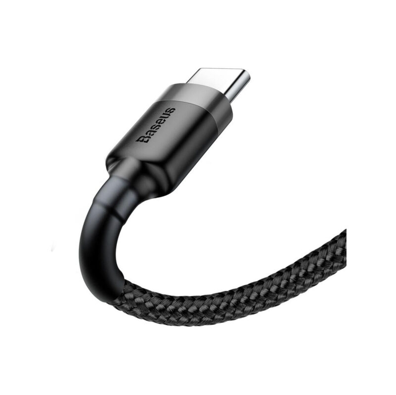 KABEL USB-A / USB-C Baseus Cafule CATKLF-AG1 50cm 3A QC 3.0 CZARNO-SZARY W NYLONOWYM OPLOCIE