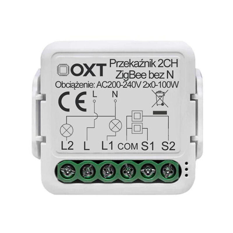 Moduł OXT mini przekaźnik 2 obw. bez N ZigBee TUYA