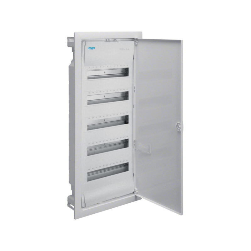 Rozdzielnica p/t z drzwiami metalowymi, 5 rzędów, 60 modułów, IP30, HAGER Volta VU60NC