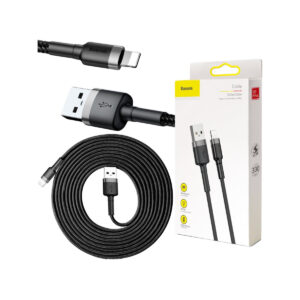 KABEL USB-A / Lightning iPhone Baseus Cafule CALKLF-RG1 300cm Apple 2A CZARNO-SZARY W OPLOCIE
