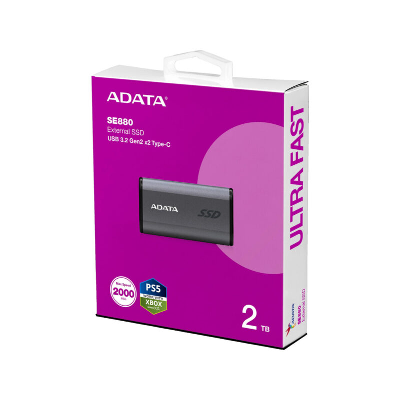 Adata Dysk zewnętrzny SSD SE880 2TB USB3.2A/C Gen2x2 Szary