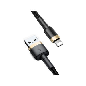 KABEL USB-A / Lightning iPhone Baseus Cafule CALKLF-BV1 100cm Apple 2.4A CZARNO-ZŁOTY W OPLOCIE