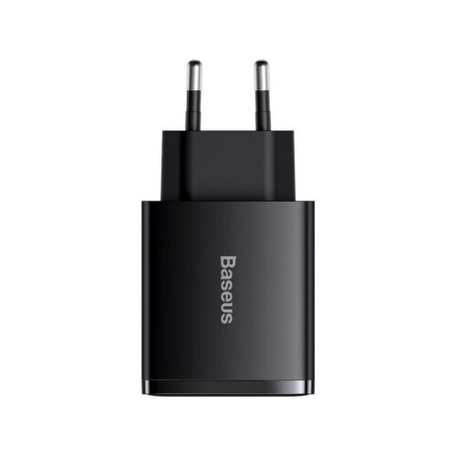 ŁADOWARKA SIECIOWA Baseus Compact Quick Charger CCXJ-E01 30W 2x USB-A 1x USB-C PD 3.0 QC 3.0 CZARNA