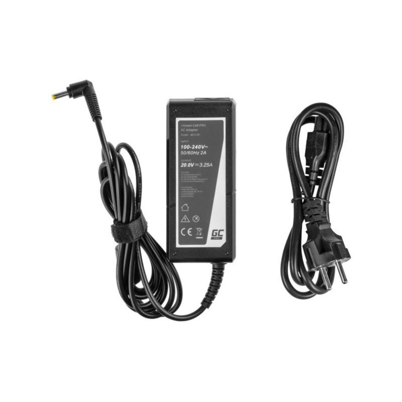 ZASILACZ ŁADOWARKA DO LAPTOPA LENOVO Green Cell PRO AD123P 20V 3,25A 65W 4,0mm/1,7mm