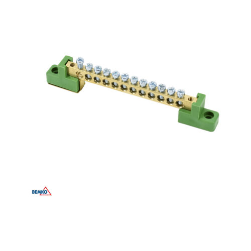 Listwa zaciskowa na izolatorach płaskichH 6x9 14-torowa zielona