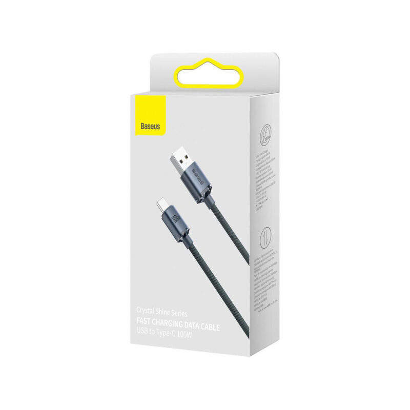 KABEL USB-A / USB-C Baseus Crystal CAJY000401 120cm 100W 6A QC 3.0 W OPLOCIE PREMIUM