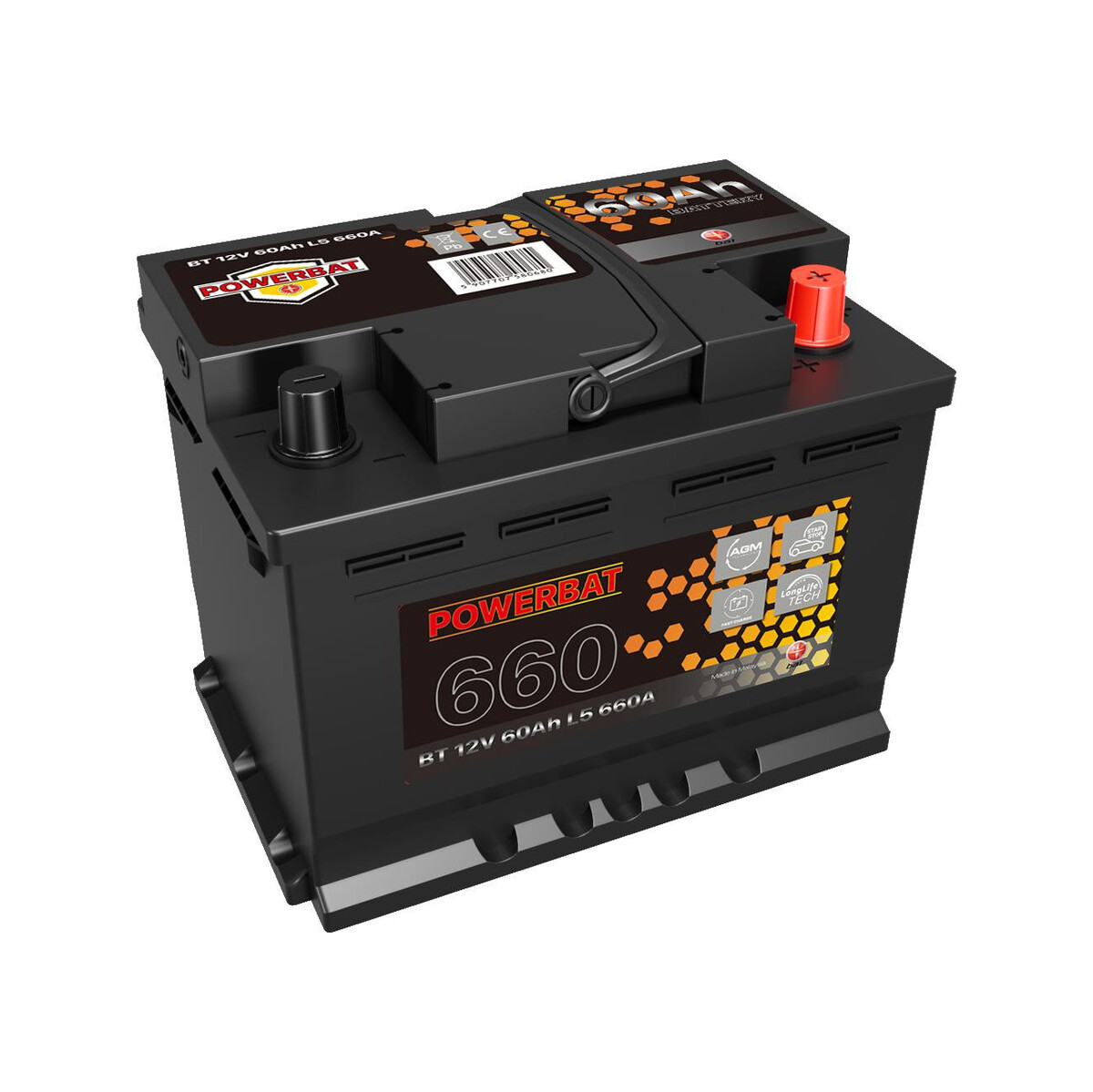 Akumulator AGM samochodowy START-STOP POWERBAT L2 12 V 60 Ah