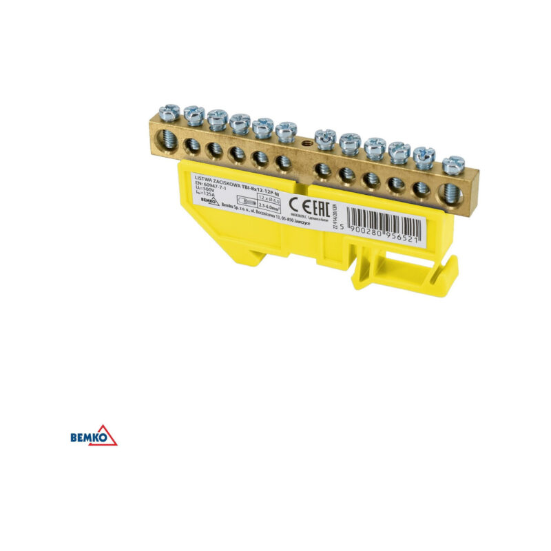 Listwa zaciskowa na sztynę 8x12 14-torowa niebieska