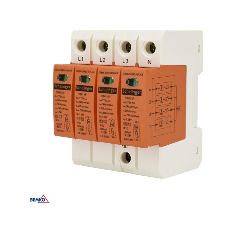 Ogranicznik przepięć 4P 8kA(10/350) KLASA T1+T2 (B+C) SCHELINGER