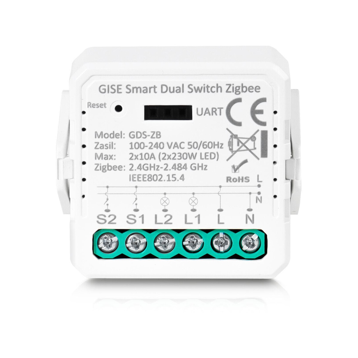 GISE Smart Podwójny moduł przekaźnikowy Zigbee | Tuya | GDS-ZB
