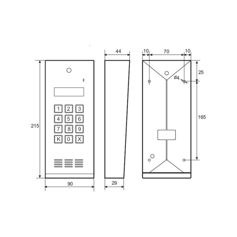 Laskomex CD-2600R audio z czytnikiem kluczy RFID ze stali nierdzewniej, w obudownie natynkowej.