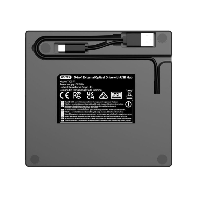 Unitek Nagrywarka zewnętrzna DVD/CD, Hub USB 5Gbps, czytnik kart SD T1037A01