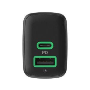 ŁADOWARKA SIECIOWA Greencell PowerSource Duo30 30W 1xUSB-C 1xUSB-A PD 3.0 QC 4.0+ czarna