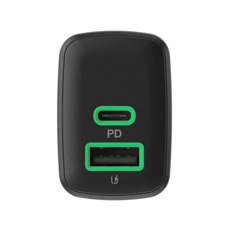 ŁADOWARKA SIECIOWA Greencell PowerSource Duo30 30W 1xUSB-C 1xUSB-A PD 3.0 QC 4.0+ czarna