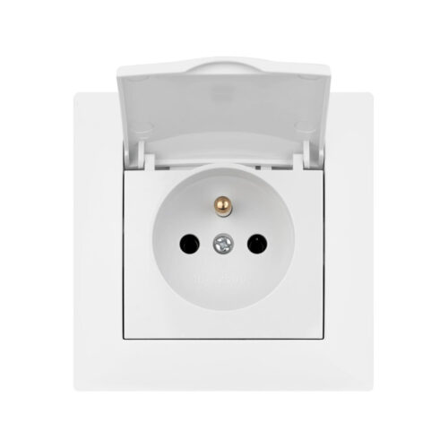 Gniazdo pojedyncze z klapką i uziemieniem VCX WESA LC 52 Biały