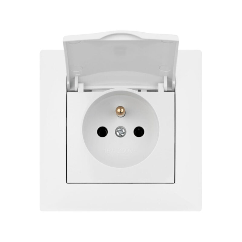 Gniazdo pojedyncze z klapką i uziemieniem VCX WESA LC 52 Biały