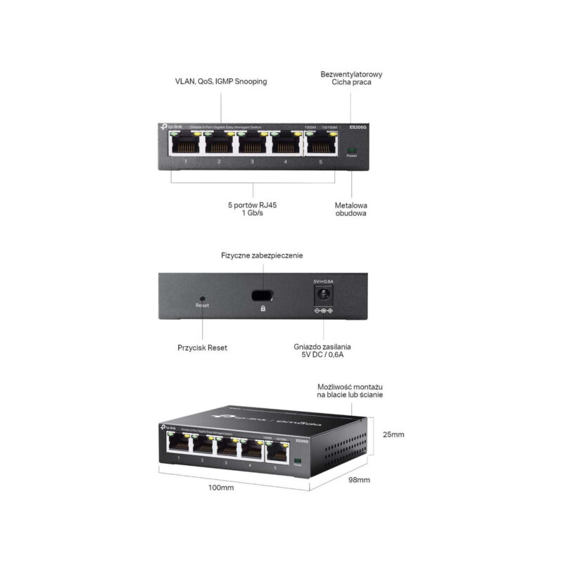 SWITCH TP-LINK OMADA ES205G Easy Managed