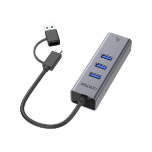 Unitek Hub USB C 4w1 Ethernet 3 x USB A 5 Gbps z adapterem USB A