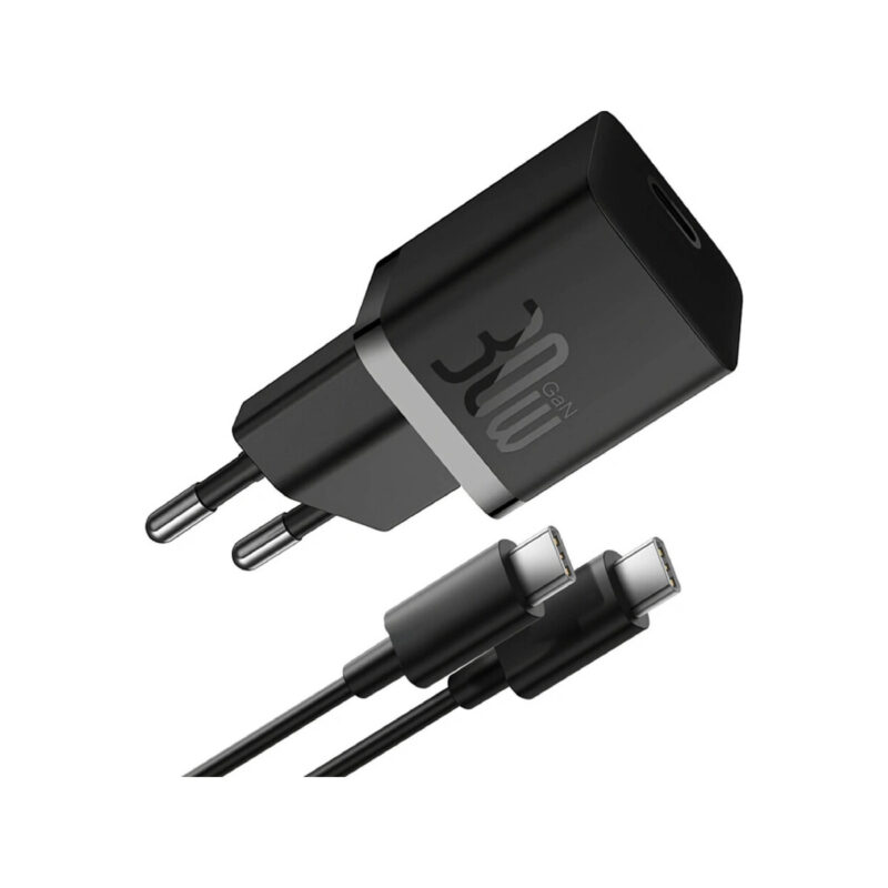 Ładowarka sieciowa Baseus GaN 5 Fast Charger Mini P10110902113-00 30 W USB-C PD 3.0 QC 3.0 + kabel