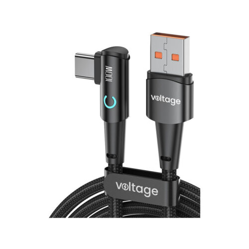 Kabel USB-A / USB-C kątowy Voltage PowerAngle 66W PD 100cm czarny