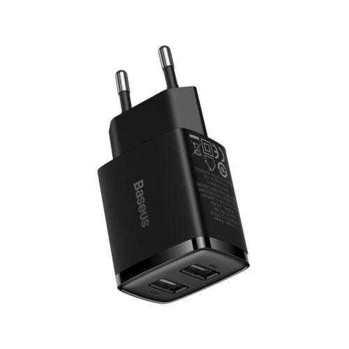 ŁADOWARKA SIECIOWA Baseus Compact Charger CCXJ010201 10.5W 2x USB-A CZARNA