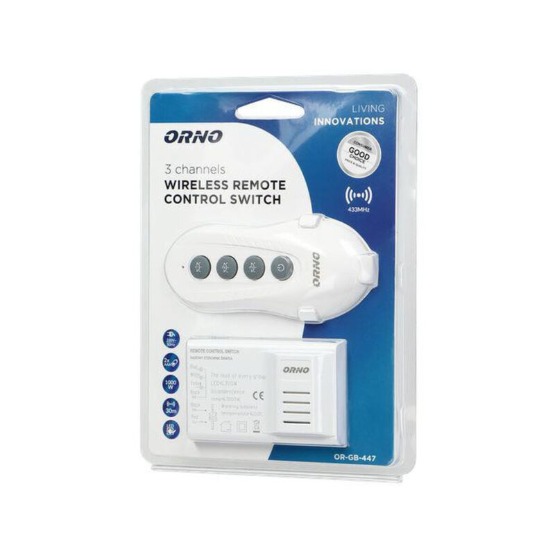 BEZPRZEWODOWY STEROWNIK OŚWIETLENIA ORNO OR-GB-447 1 pilot