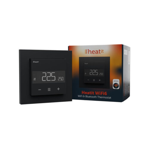 Termostat Heatit WiFi6 Black Matt Wi-Fi Thermostat 3600W 16A