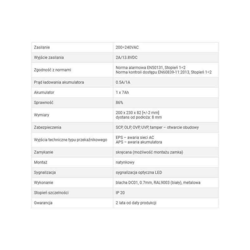 ZASILACZ BUFOROWY IMPULSOWY GRADE 2 Pulsar HPSG2-12V2A-B