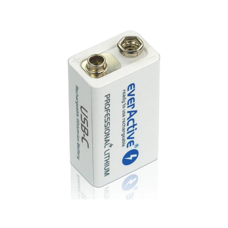 Akumulatorek 6F22 Li-Ion everActive 9V 550mAh z gniazdem USB-C