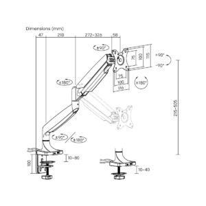 Uchwyt do monitora 17”-45” Spacetronik SPA-S110B USB