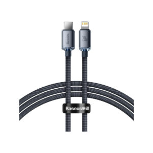 KABEL USB-C / Lightning iPhone Baseus Crystal CAJY000301 2m 20W PD QC CZARNY W OPLOCIE PREMIUM
