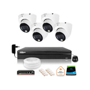Zestaw monitoringu IP Dahua 4 kamery kopułkowe 6Mpx Dysk 1TB