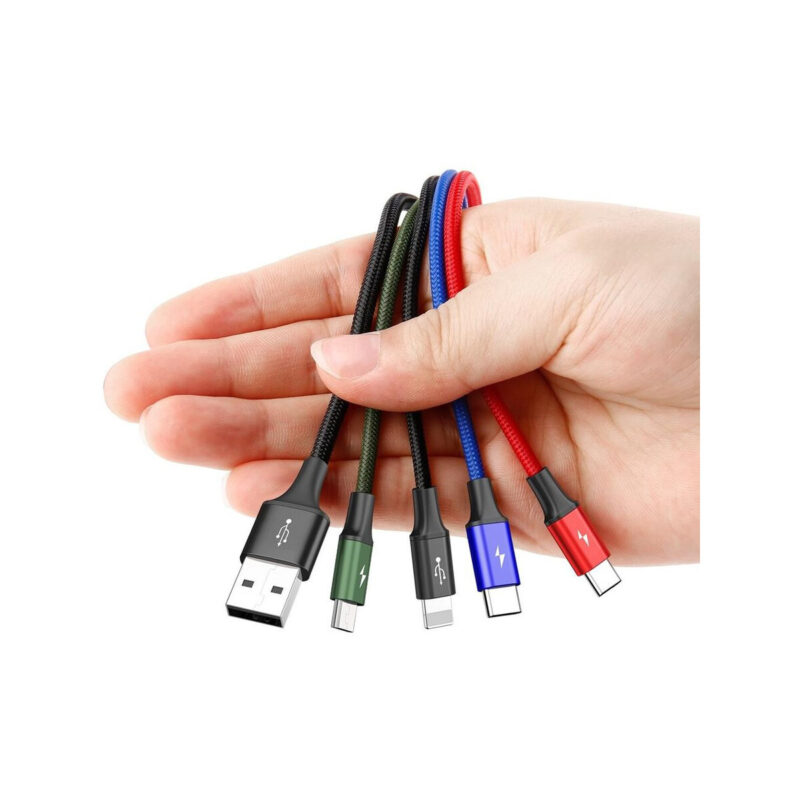 KABEL 4w1 USB-A / Lighting iPhone 2x USB-C micro-USB Baseus Cafule CA1T4-B01 1.2m 3.5A W OPLOCI