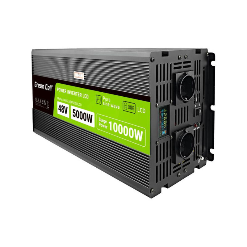 PRZETWORNICA NAPIĘCIA Green Cell PowerInverter LCD 48V / 230V 5000/10000W CZYSTA SINUSOIDA