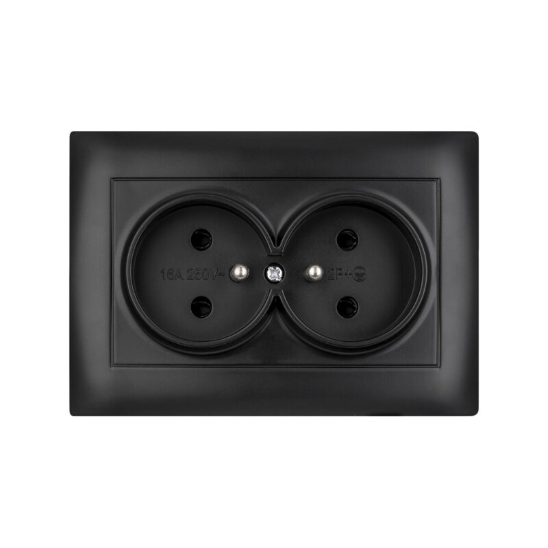 Gniazdo podwójne z uziemieniem VCX WESA LC 16 Czarny