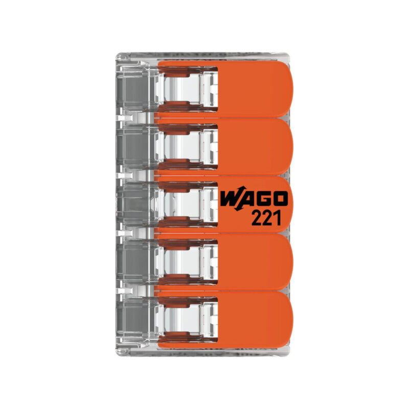 Szybkozłączka uniwersalna LINKA/DRUT 5x 0,2-4mm2 WAGO 221-415 (Paczka 25szt.)