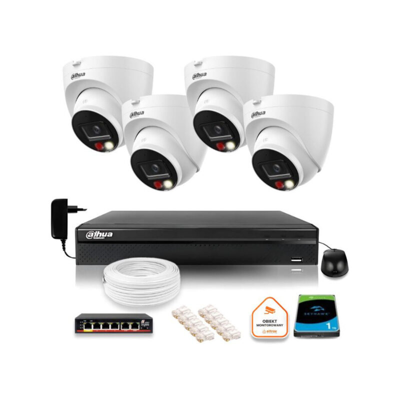 Zestaw monitoringu IP Dahua 4 Kamer IP 8mpx 4K dysk twardy