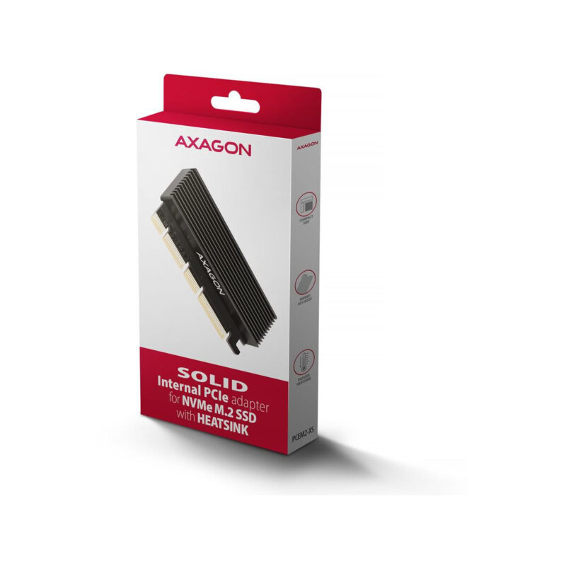 Adapter Axagon PCEM2-XS PCIe x16, M.2 NVMe, chłodnica