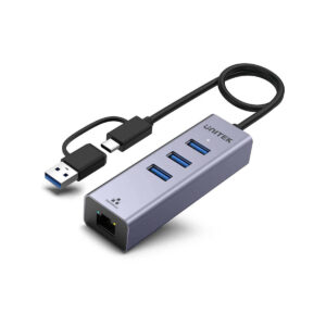 Unitek Hub USB C 4w1 Ethernet 3 x USB A 5 Gbps z adapterem USB A