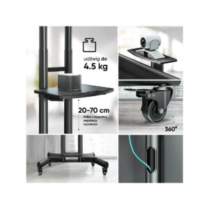 Mobilny stojak do TV 40"-70" do 45 kg ONKRON TS1551 Czarny