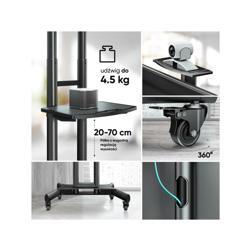 Mobilny stojak do TV 40"-70" do 45 kg ONKRON TS1551 Czarny