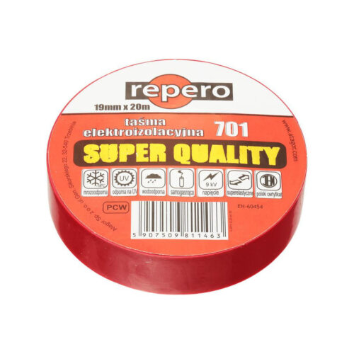 TAŚMA IZOLACYJNA REPERO 701 CZEROWNA 19MMX20M