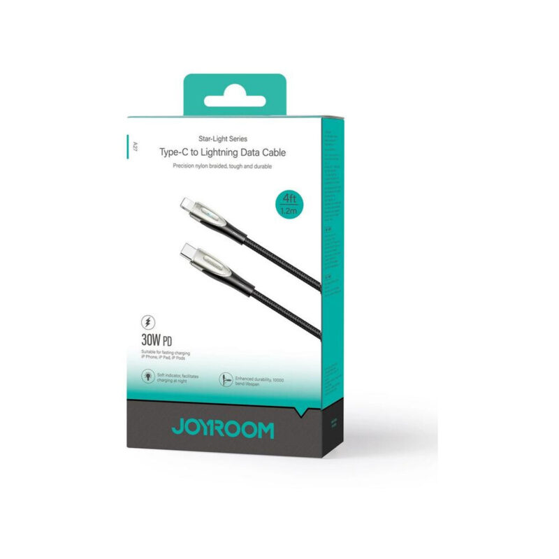 Kabel USB-C / Lightning Joyroom Star-Light Series SA27-CL3 120cm 30W w oplocie czarny