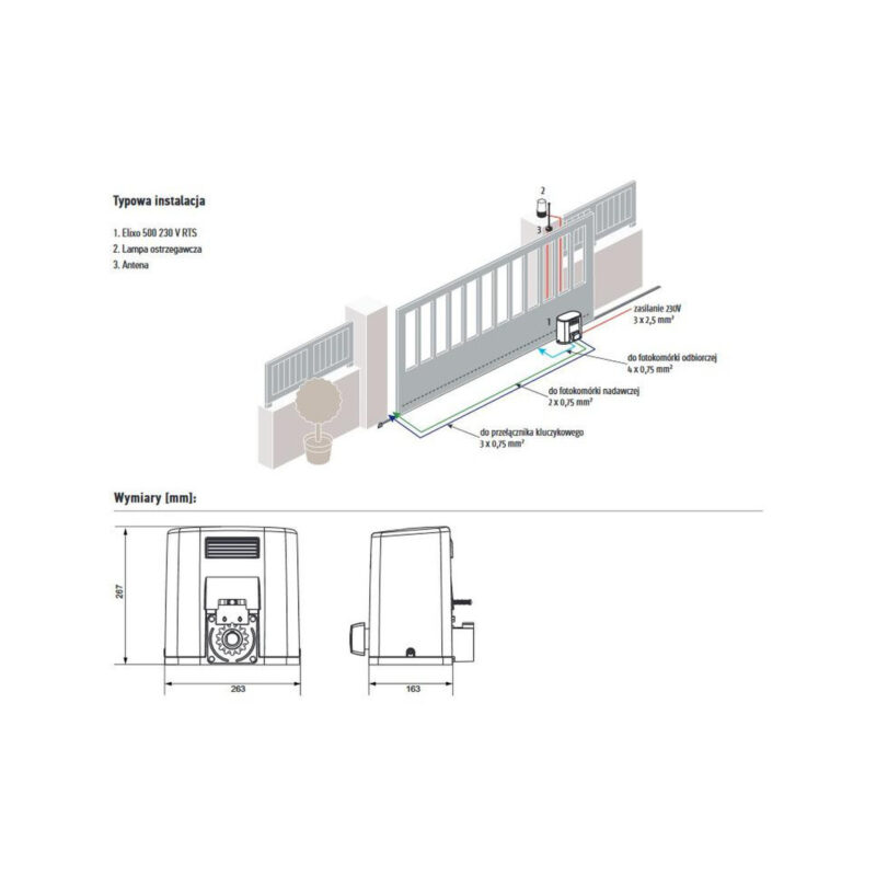 Zestaw Somfy Elixo 3S+ M IO Comfort Pack do 600kg bram przesuwnych