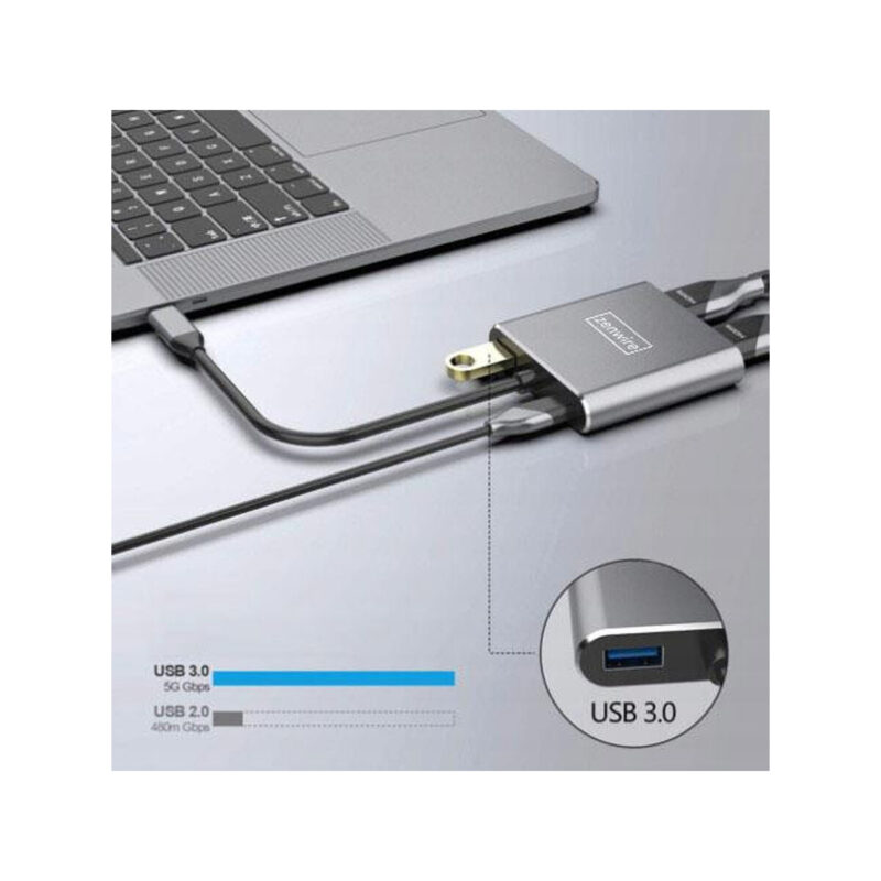 ADAPTER HUB Przejściówka USB- C 4W1 2x HDMI 4K USB 3.0 Zenwire BYL-2309