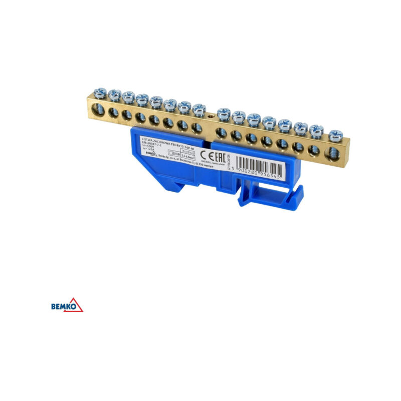 Listwa zaciskowa na sztynę 8x12 16-torowa zółta